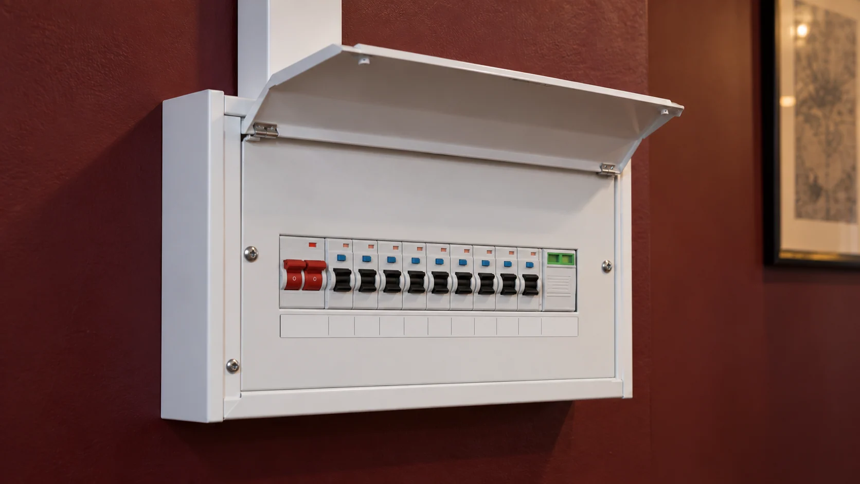 Metal consumer unit with individual circuit protection and a surge protection device
