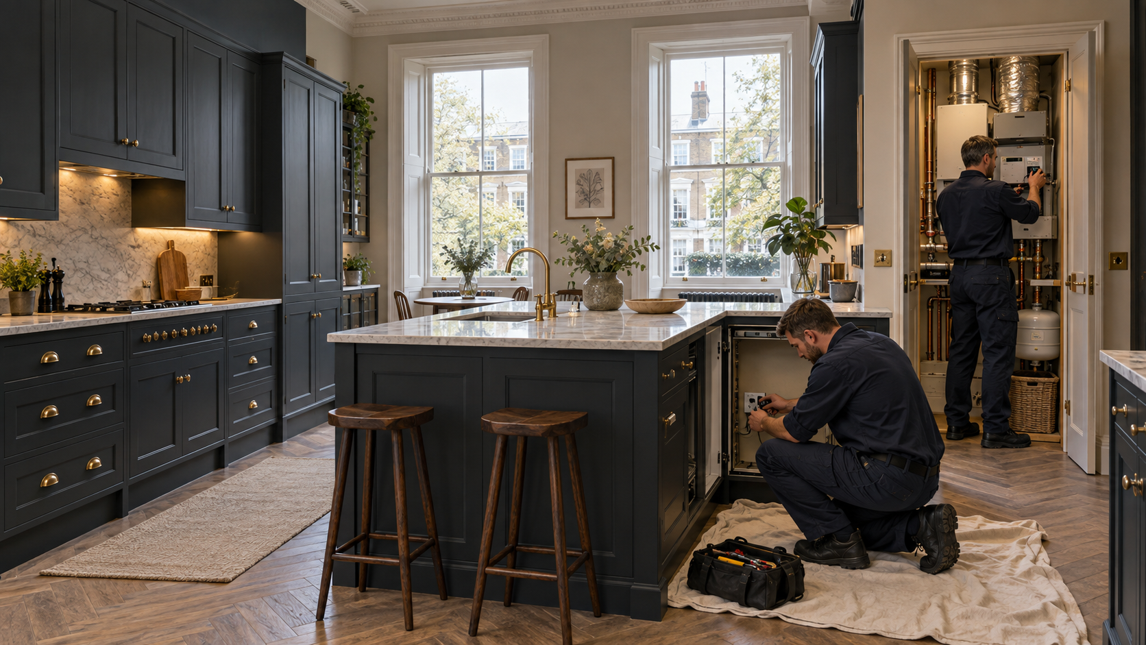 PEP electricians coordinating kitchen equipment and building-service supplies in Maida Vale